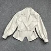 Boutique Gala HOT SALE Green/(Few Units Left) White/Black Color M-2XL Autumn Spring  Women's Real Genuine Leather Jacket Sexy Leather Blazer Evening Party Coat Ladies Luxury Apparel Supplies