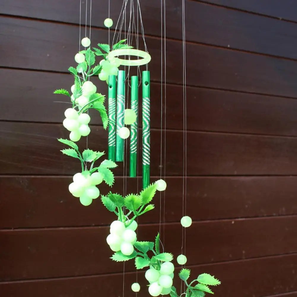 NEW Arrivals Luminous Glow in Dark Grape Wind Chimes Grapes Wind Chime Home Patio Porch Waterproof Hanging Ornament Garden Decoration