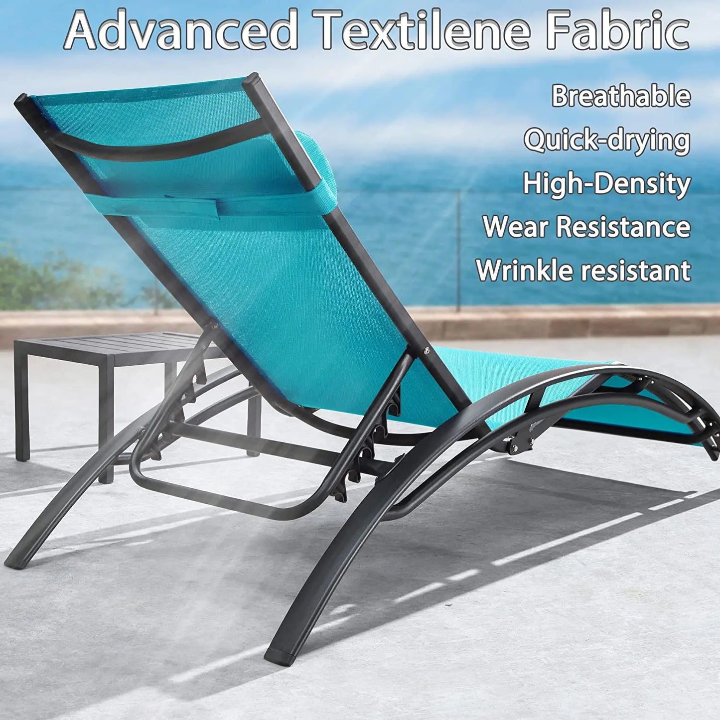 Villa Hotels Home Outdoor Swimming Pool Beach Adjustable All Weather Teslin Sling Sunbed Aluminum Sun Lounger Pool Chair Outdoor Hotel Lounge Luxury Furniture Supplies