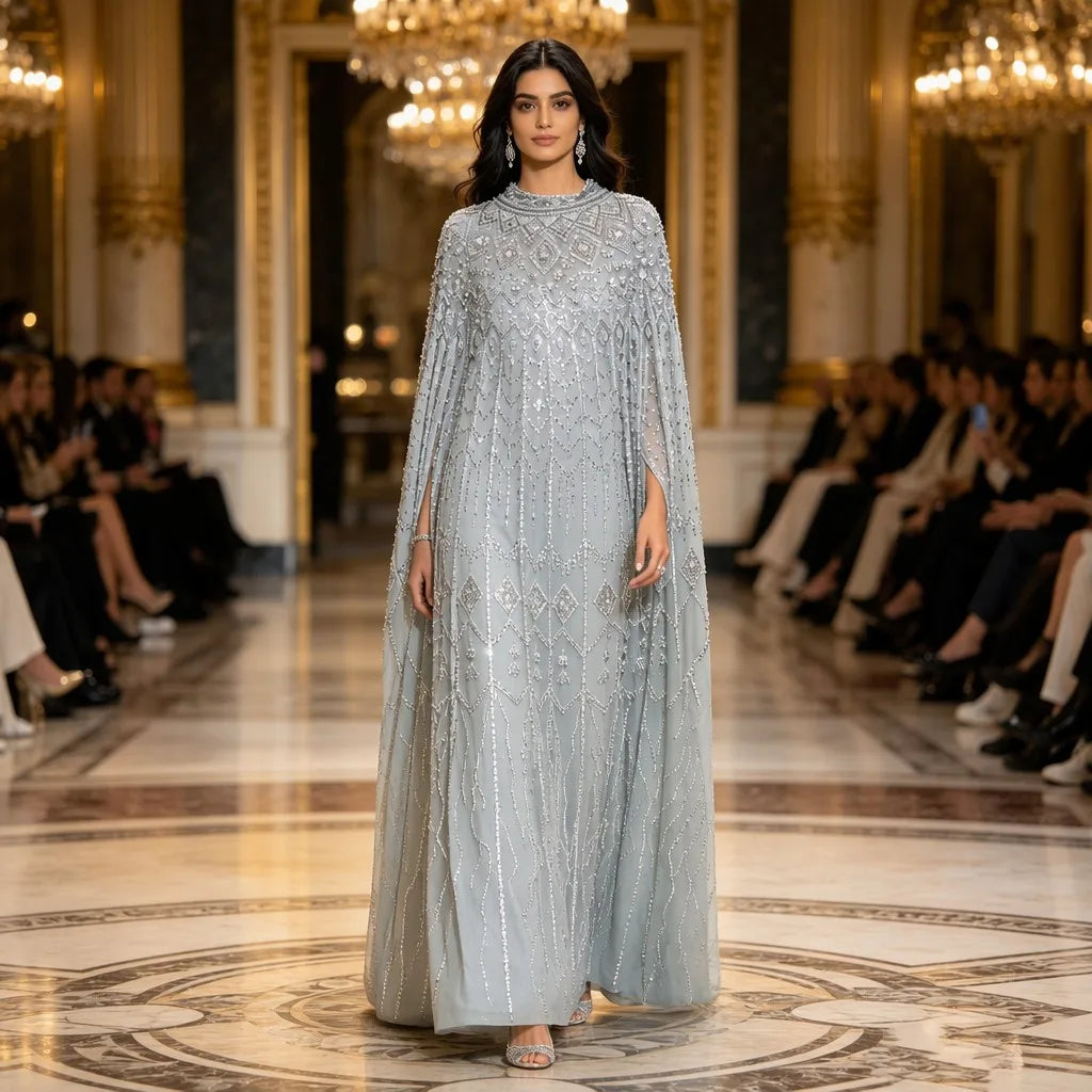 Handmade Luxury Rhinestone Embroidery 7 Colors Abaya Loose Fit Modest Muslim Evening Gown Islamic Women's Clothing for Eid Ramadan Weddings