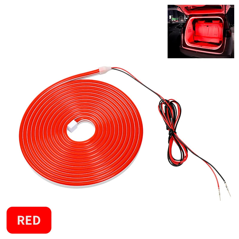 4M U Car Trunk Led Light Strip 6 Colors High-Brightness Trunk Ambient Lighting Flexible Silicone LED Light Strip for Auto Accessories