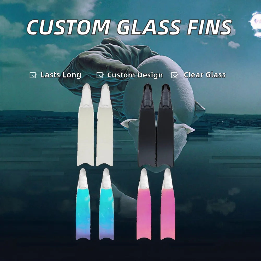 35-45 Large Size Custom Personalized Pattern Transparent Durable Professional Flipper Scuba Freediving Fins Underwater Snorkeling Spearfishing Women Men Summer Water Sports Supplies