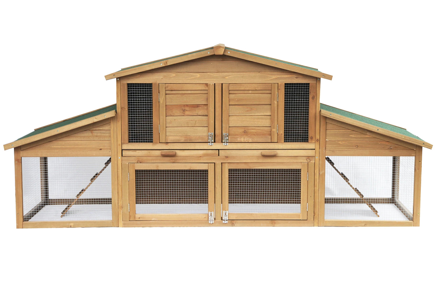 NEW Rabbit Hutch 2 Tier Wood Large Chicken Coop Cage Small Animal Guinea Pigs Pet House Enclosure 230x74x99cm Waterproof 4 Doors Pet Supplies