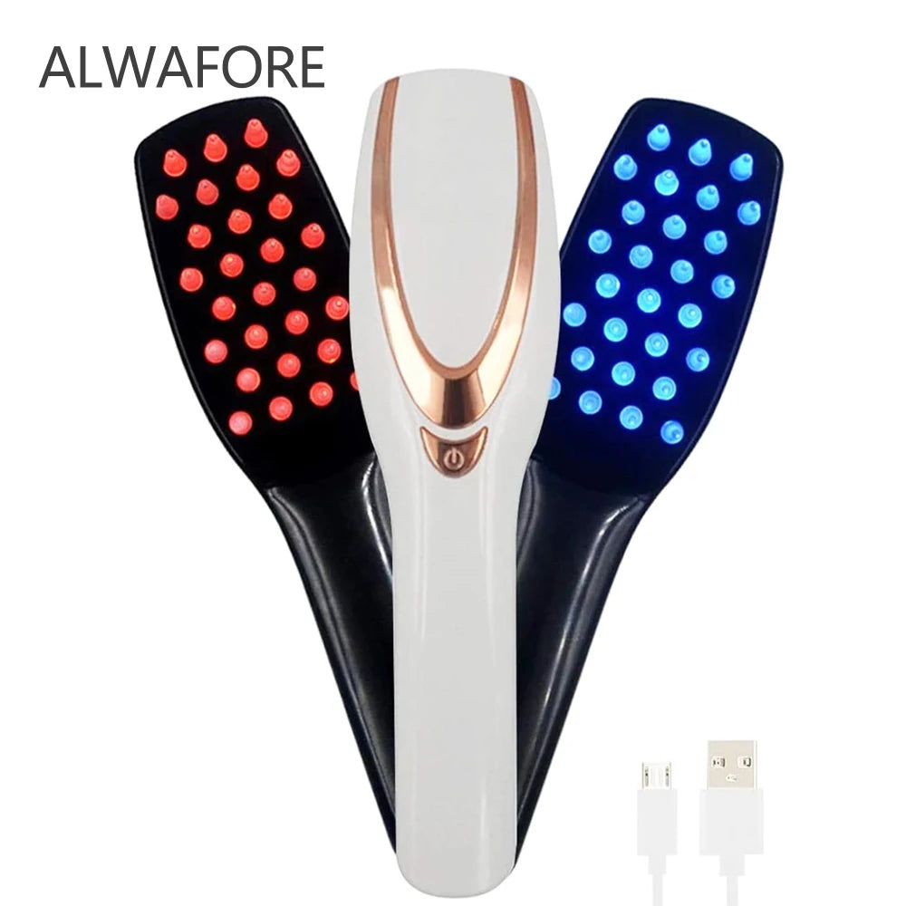 NEW Arrivals Electric Vibration Massage Comb Blue and Red Light Hair Growth Massage Hair Brush Anti Hair Loss Phototherapy Electric Combs Hair Care Supplies