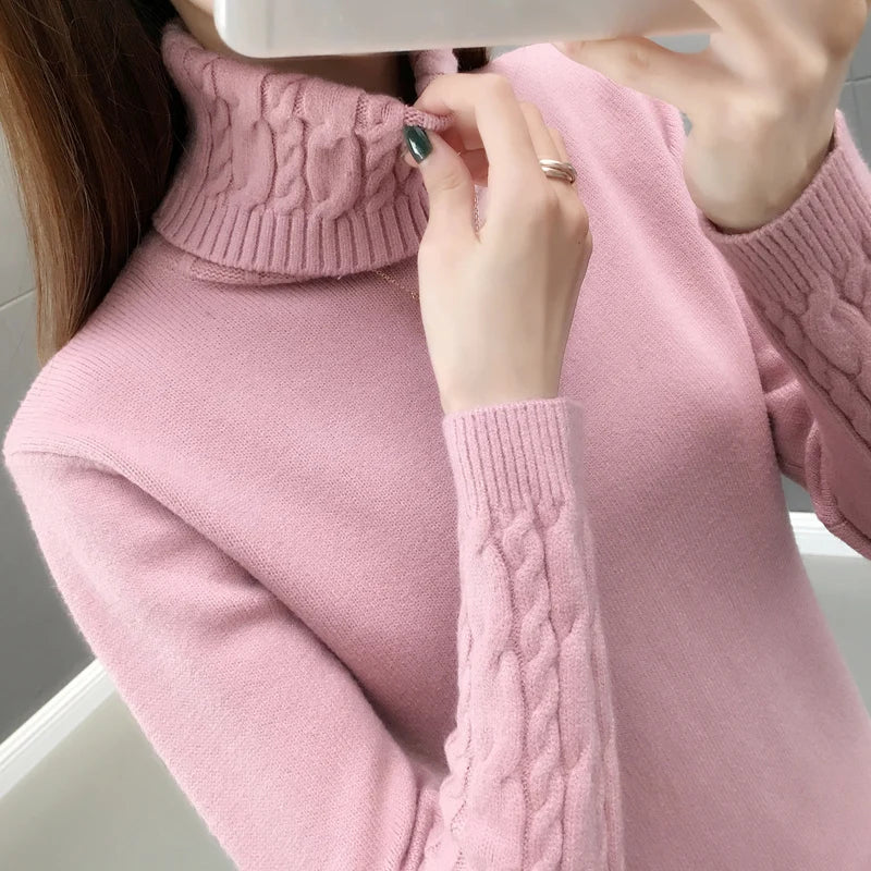 S-XL 4 Colors Women Sweater Turtleneck Pullovers Autumn Winter Sweaters New Arrival Long Sleeves Thick Warm Female Sweater