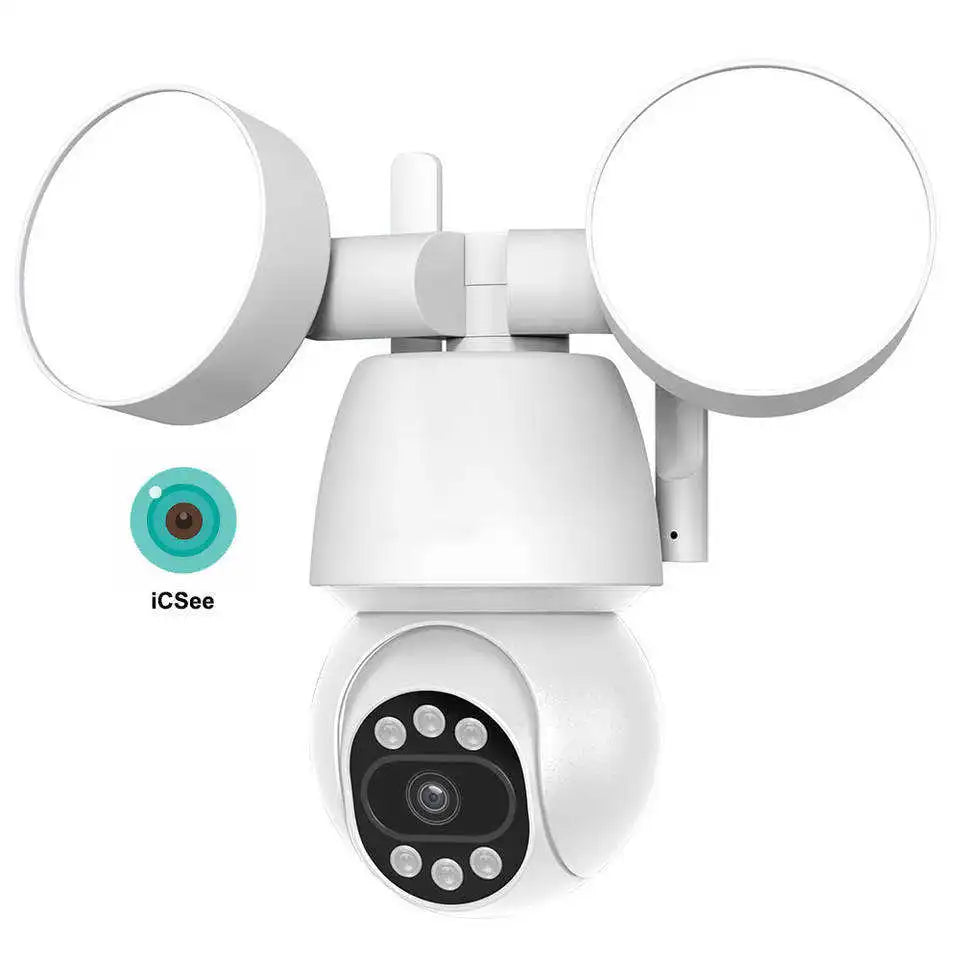 NEW Arrivals Foldable Three-Leaf Outdoor Indoor Security Camera 1080P 2MP E27 Floodlight Wi-Fi Light Bulb Built-in Mic Two-Way Audio PTZ Floodlight Home Office Business Shop Security Supplies