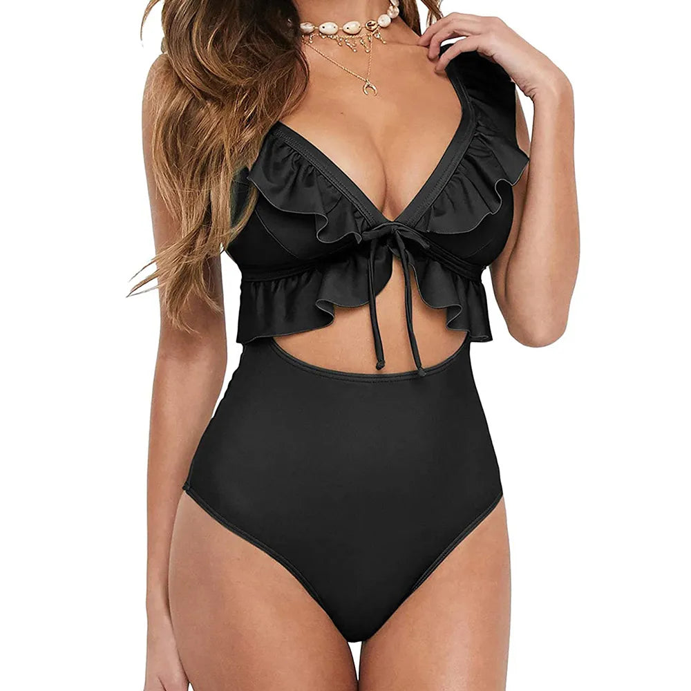 New Sexy Ruffle One Piece Swimsuit Female Plus Size Swimwear Women Monokini Bathers Bathing Suits Beachwear Swim Ladies XXL