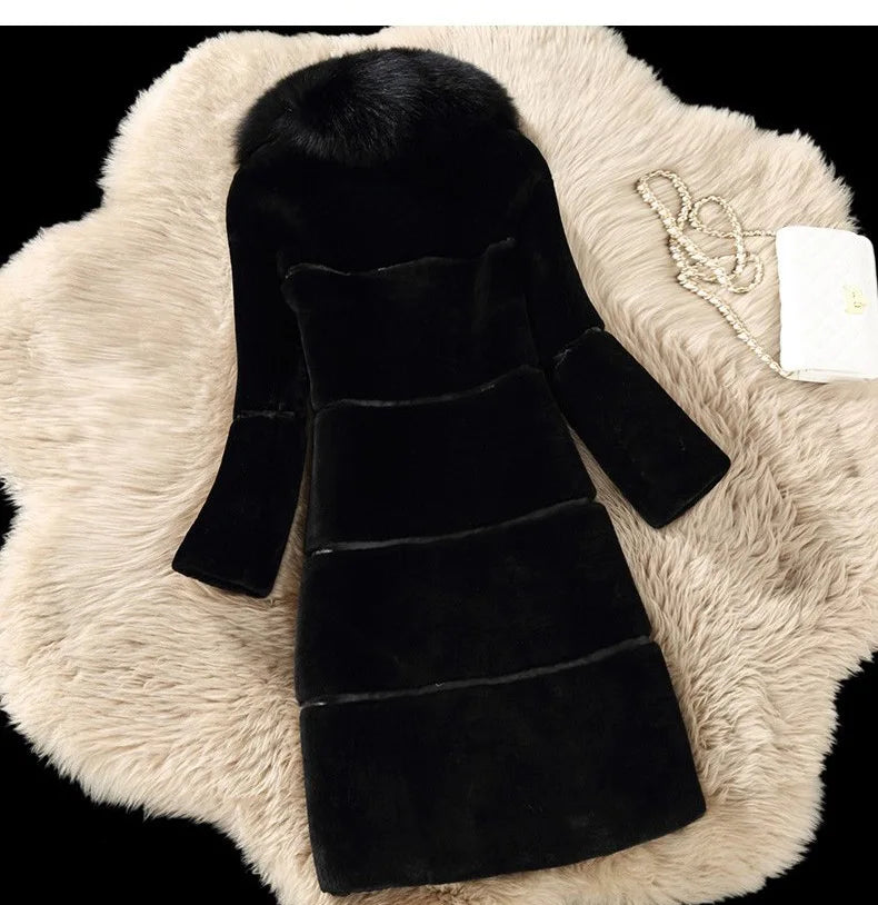 HOT SALE Black/Gray/Red Color S-5XL Plus Size Women's Luxury  Fur Coats Winter Fashion Gray Women Fur Jacket Thick Warm Outerwear Faux Fox Fur Casual Cotton Lining Snow Boots Knitted Ladies Winter Fashion Apparel Supplies