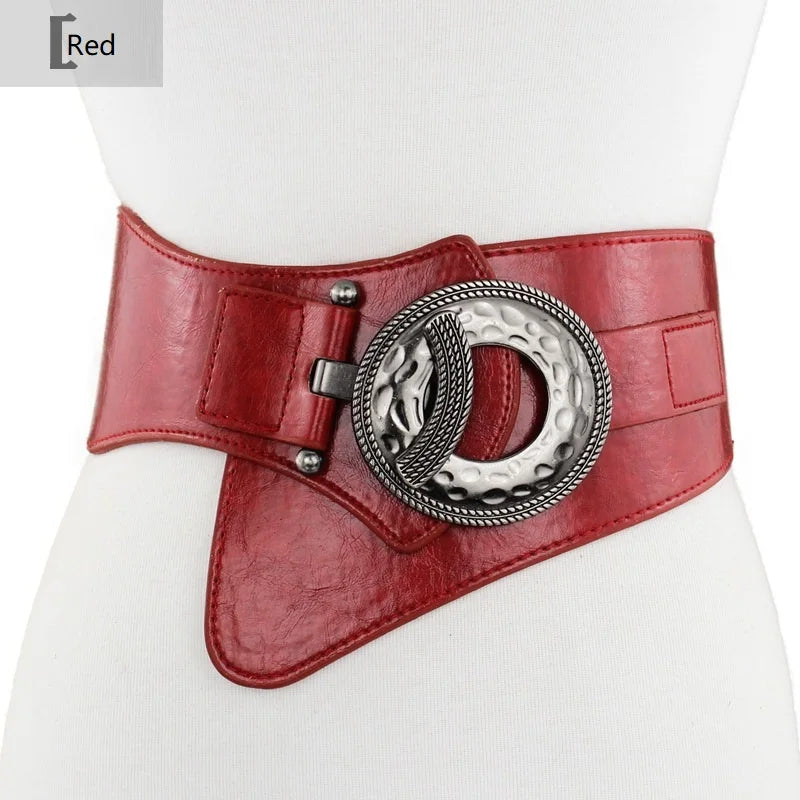 NEW Arrivals Lady Luxury Real Leather Dress Belt Female  High Elastic Wide Belt Women's Retro Decorative Down Jacket Belts Leather Waist Cover Waistband Girls Ladies Luxury Fashion Apparel Accessories Supplies