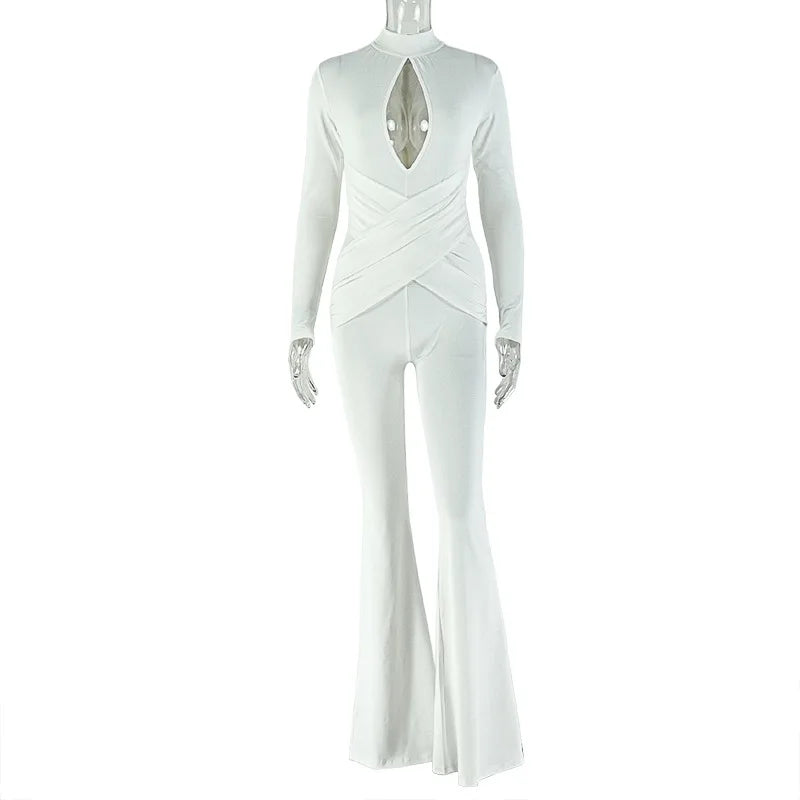 NEW Arrivals Sexy Fashion Spring Autumn Summer Women Clothing Boutique Long Sleeve Cut-Out Style One Piece Ladies Wide Leg Jumpsuit Ladies Sexy Apparel Supplies