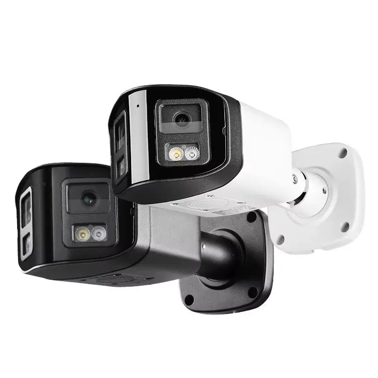 NEW Arrivals H.265 HIK Compatible 4MP 8MP HD 180 Degree Panoramic Dual Lens Color VU IP PoE Security Camera Full Metal Outdoor Night Vision Bullet Camera Home Security Supplies