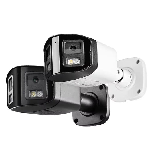 NEW Arrivals H.265 HIK Compatible 4MP 8MP HD 180 Degree Panoramic Dual Lens Color VU IP PoE Security Camera Full Metal Outdoor Night Vision Bullet Camera Home Security Supplies