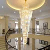 HOT SALE Villa Salon Home Hotel Lobby Art Decoration Large Long Customized Luxury K9 Crystal Golden Chandelier for Villa Stair Restaurant Decoration Pendant Lights Living Room Staircase Top Quality Crystal Chandelier Lighting