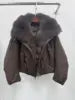 New Arrivals 5 Colors Sheepskin Leather Natural Real Fur Coat fox Fur Collar Autumn Winter Warm Women's Fashionable Loose Warm Down Coat Winter Warm Female Clothing Supplies.