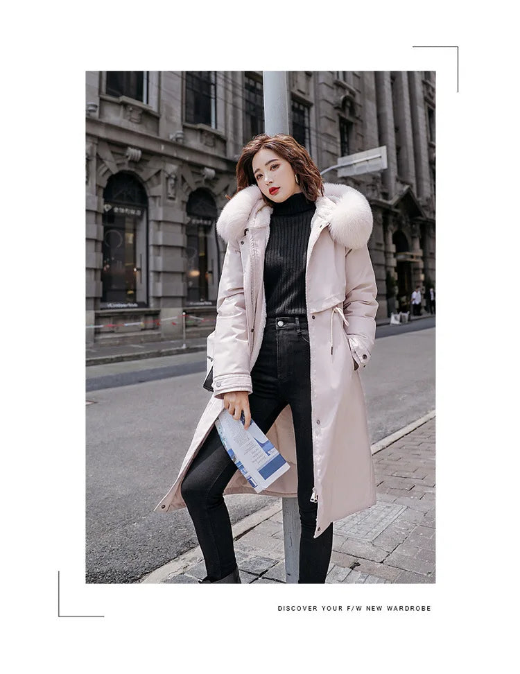 5 Colors Women Clothing Fall Winter Women Fur Coats Warm Long Coat for Women With Thickened Large Collar Female Winter Clothing Supplies