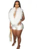 NEW Arrivals S-2XL  Summer European American Fashionable Casual Women's Elegant Fur-Trimmed Deep V-Neck Halter Neck Sexy Chic Streetwear Night Clubwear Evening Party Jumpsuit Girls Casual Clothing Supplies