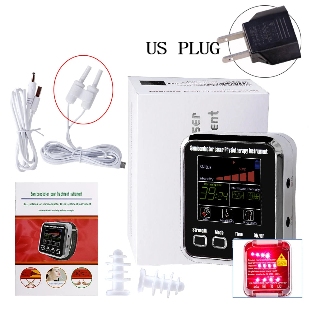 NEW Arrivals Laser Physiotherapy Wrist Diode LLLT For Diabetes Hypertension Rhinitis Multi-Functions Treatment 12 Laser Diabetic Watch Laser Sinusitis Therapy Watch Medical Health Care Supplies