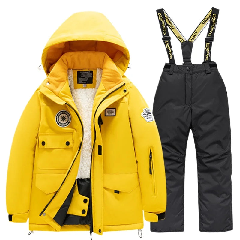 BEST PRICE 2 PCS Set Children's Girls Boys Top Quality Waterproof Ski Jacket + Pants Kids Snowboard Suit Snow Wear Ski Clothes for Kids Ski Suit Ski Clothing
