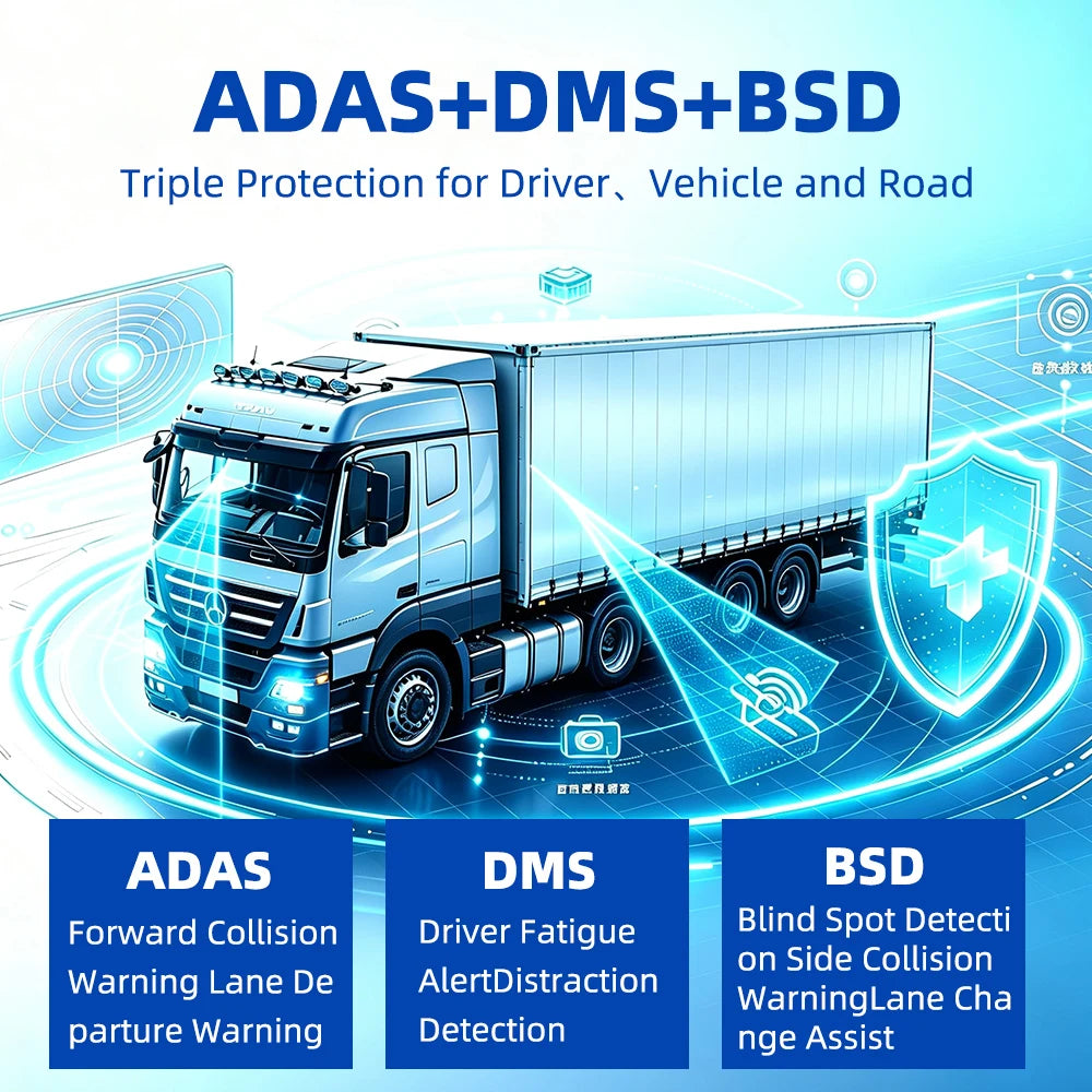 NEW Arrivals TVS53 PRO 10.1 Inch 5CH 4G AI DVR Dash Cam 1080P DMS ADAS BSD Waterproof Driving Safety Pedestrian Sensor Detection System Fleet Management Truck 9-36V Blind Spots Vehicles Security Supplies