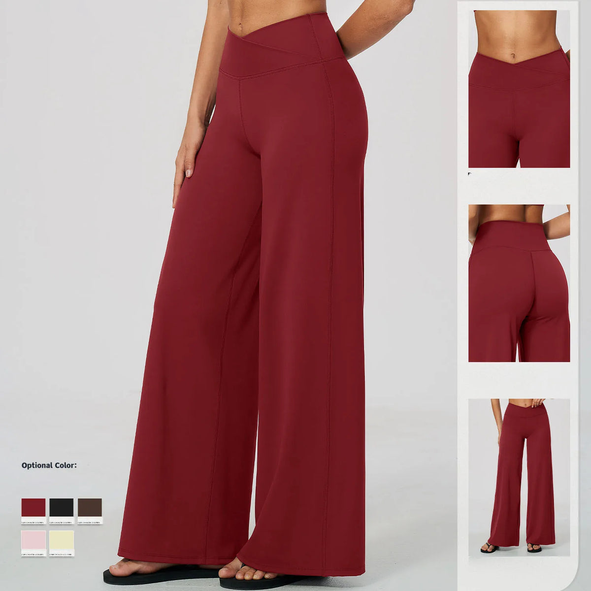 5 Colors S-XL Custom Women's Fashion High Waist Yoga Flared  Sweatpants Wide Leg Tummy Control Butt Lift Loose Fit Casual Lounge for Gym Running Outdoor Sport Activities Trousers