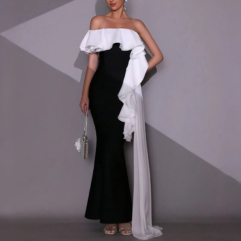 Mother of Bride 5 Colors Women's Sexy Strapless Glamorous Dresses Elegant Off Shoulder Sexy Black Mermaid Maxi Long Evening Party Dress Wedding Evening Prom Night Business Dinner Formal Gowns Ladies Luxury Apparel Supplies