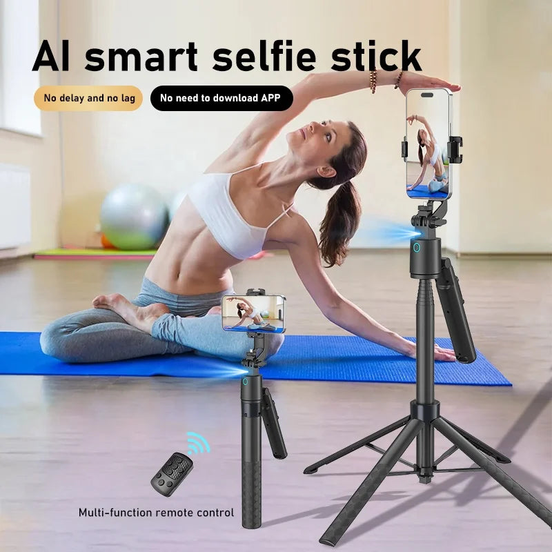 New Set Ai Tracking 360 Degree Roll Axis 180CM AI Face Tracking Professional Gimbal Auto Follow Remote Control Tripod Stand Selfie Stick Gimbal Stabilizer for Vlog TikTok YouTube Video Maker Gimbal