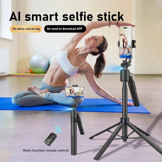New Set Ai Tracking 360 Degree Roll Axis 180CM AI Face Tracking Professional Gimbal Auto Follow Remote Control Tripod Stand Selfie Stick Gimbal Stabilizer for Vlog TikTok YouTube Video Maker Gimbal