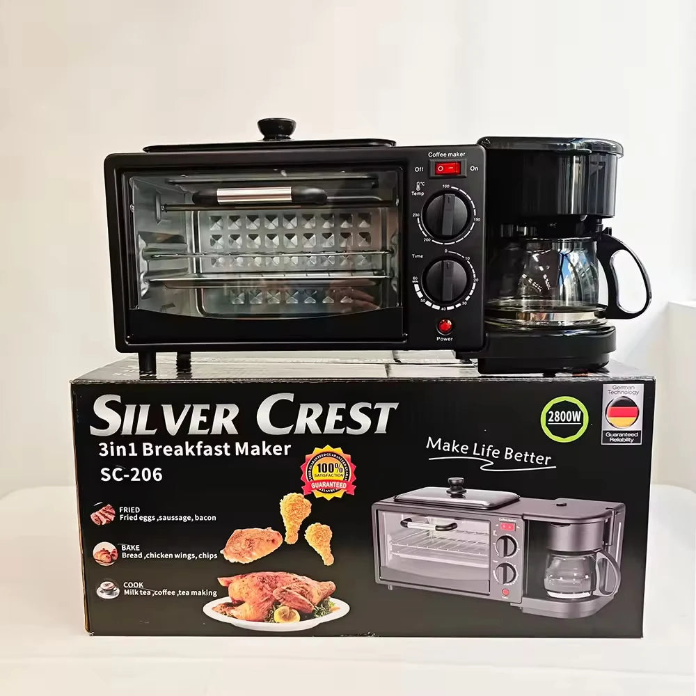 NEW Arrivals  3 in 1 Breakfast Station Oven Office Tea Coffee Maker Household Home Multifunctional Breakfast Machine No Plug Required Automatic for Home Camping Hotels Bars Household Appliances