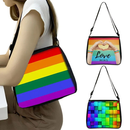 Rainbow Pride LGBT Shoulder Bag Love Is Love Women Handbag Love Wins Lesbian Gays Crossbody Bags Girl Clutch Homosexual Tote Bag