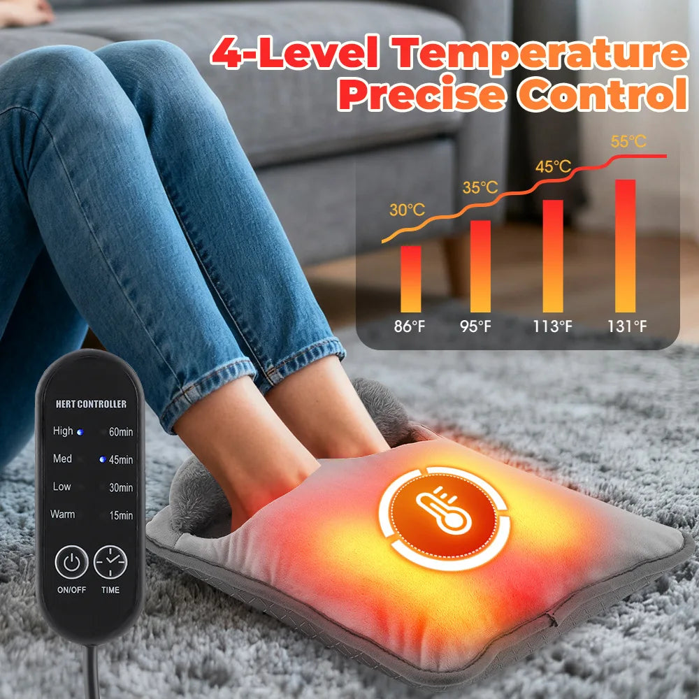 Newest Winter Electric Heated Foot Pad Heating Foot Mat Warm Heating USB Temperature Foot Heated Pad Warmer with 4 Heat Levels Remote Control