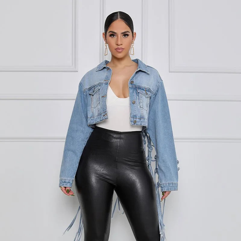 S-3XL New Fashion Casual  Graffiti Mini Bomber Denim Women's Jackets Pocket Button Coat Autumn Spring Women Streetwear Jeans Coats Casual Clothing Supplies