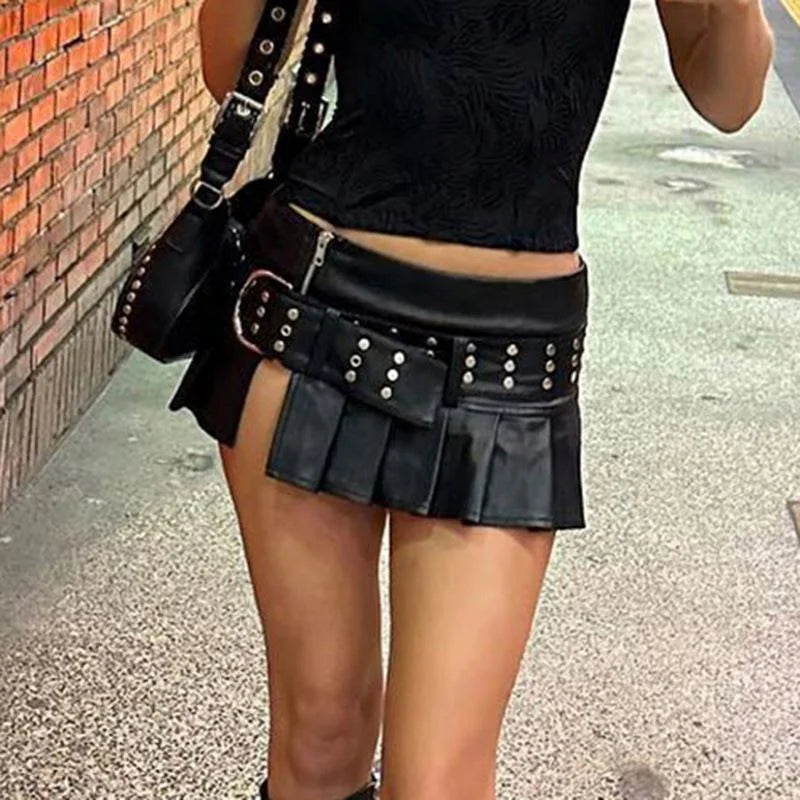 NEW Arrivals Women Top Quality Boutique Clothing Ladies Fashion PU Leather Hot Sexy Women's Skirts Evening Rave Music Party Night Clubwear Mini Skirts