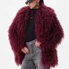 Burgundy/Brown/Khaki Color  Women's Dark Brown Mongolian Lamb Artificial Fur Coat Oversized Shaggy Curly Single Breasted Mid Length Plain Dyed Eco-Friendly Ladies Winter Apparel Supplies
