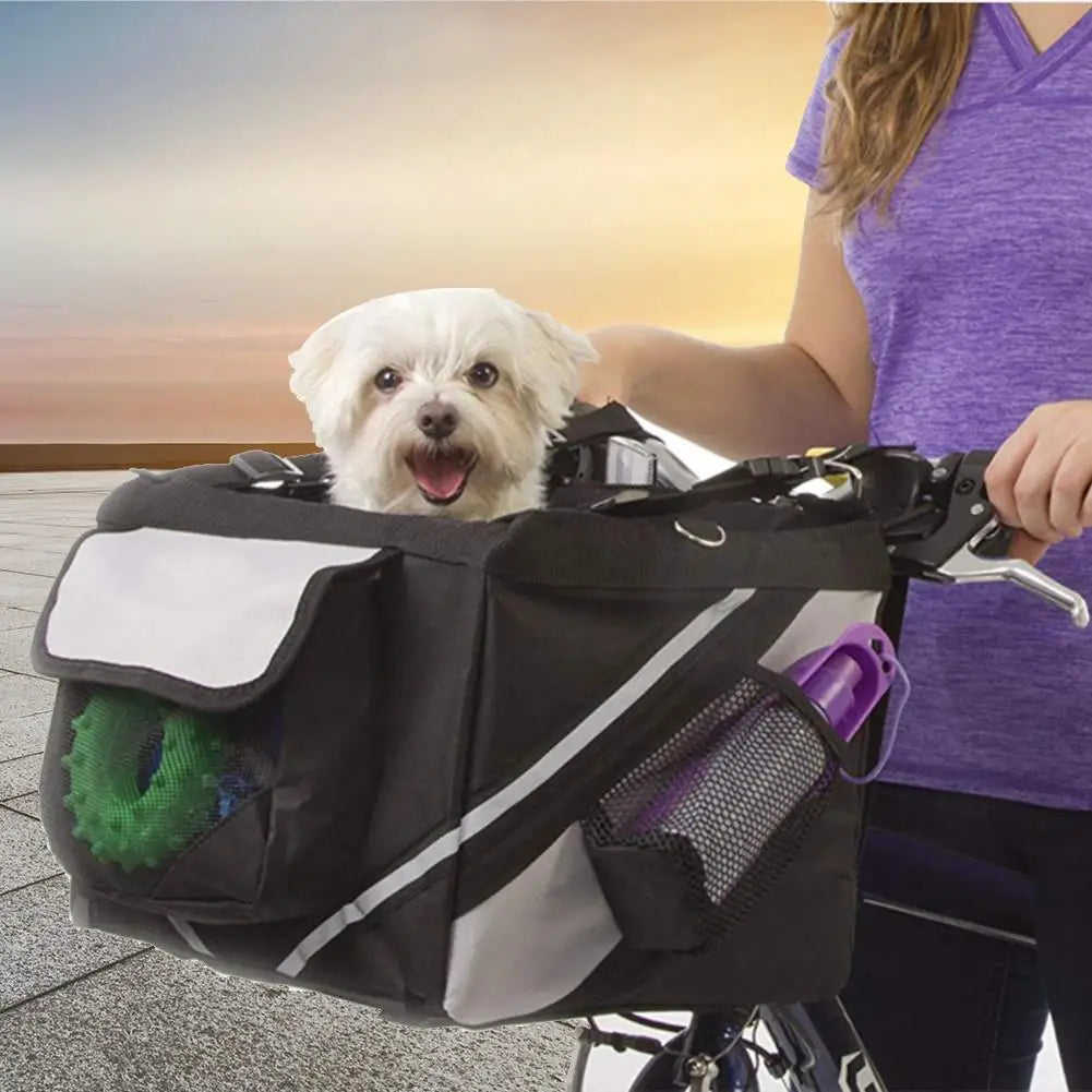 Outdoor Pet Bags Bicycle Dogs Baskets Puppy Cat Car Bike Handlebar Front Basket Small Cat Dog Carrier For Travel Shopping