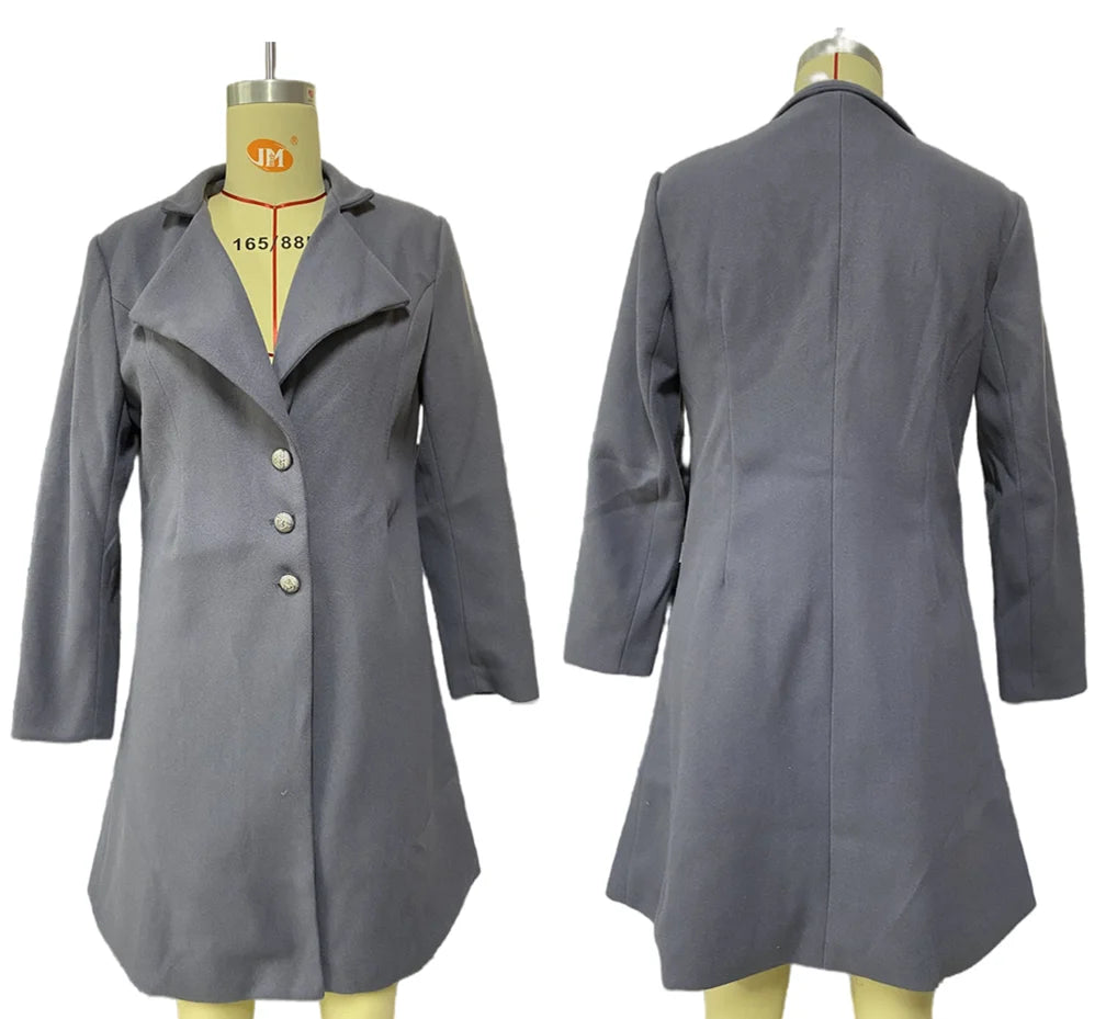 Black/Gray/Yellow Color Top Quality Mid-Length French Version Women's Wool Lapel Thin Autumn Winter Spring Coat Solid Color Slim Office Lady  Woolen Blazer Coats Women Clothing Supplies