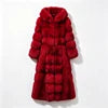 S-5XL Plus Size 4 Colors Premium Ladies Winter Luxury Hooded Artificial Fox Fur Coat Long Thick Warm Fluffy Fur Overcoat Women's Fashion Winter Outerwear Windproof Jacket Faux Fur Coats