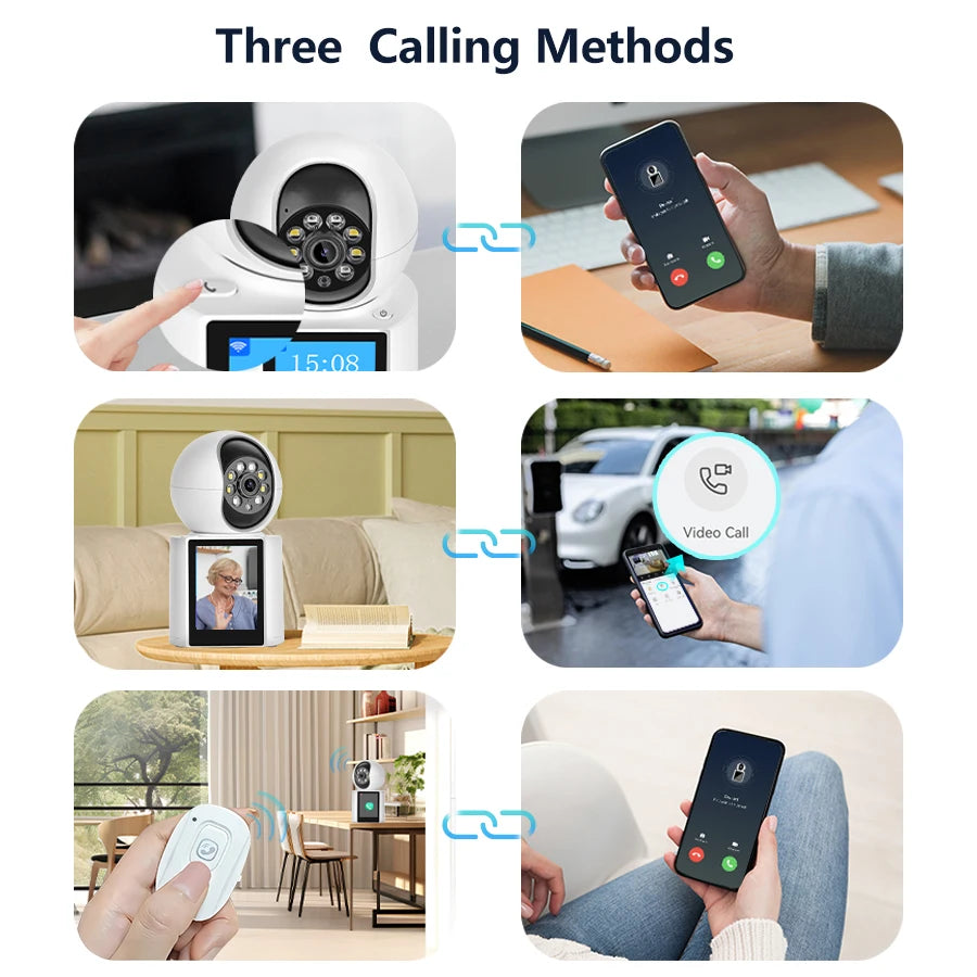 NEW Arrivals 2MP Wi-Fi PTZ Screen Baby Elderly Monitor Wireless ICSEE Emergency Button Call AI Detection Night Vision Security Camera Newborn Remote Control Monitoring Smart Cloud Home Security Supplies