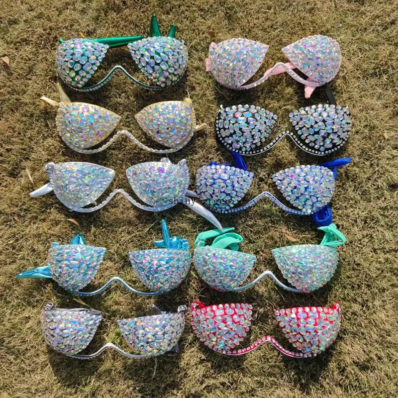 10 Colors Luxurious Diamond Sexy Bikini Crystal Bikini Swimwear Plus  Sizes Rhinestone Swimsuit Summer Beachwear