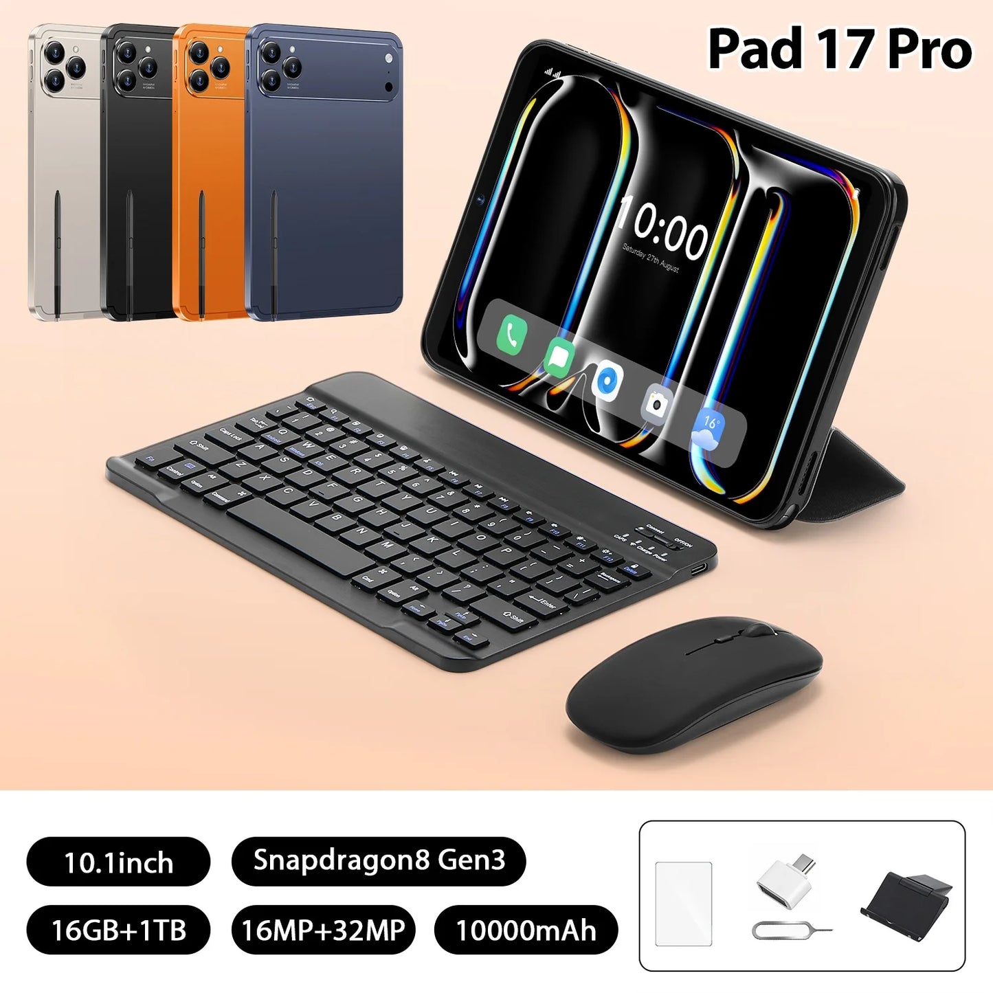 HOT SALE New  Pad 17 PRO Android 15 Wi-Fi  Tablet PC 10.1-inch  HD Capacitive Screen 16MP+32MP Camera 16GB+1TB Storage 4G/5G GSM Wi-Fi MTK Processor Tablet Electronic Supplies