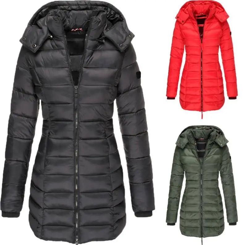 Hot Sales 8 Colors S-3XL Plus Size  High Quality Winter New Women Cotton Padded Women Long Slim Body Warm Down Cotton Padded Coat Parka Jackets Women Outerwear Winter Apparel Supplies