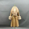 Boutique Gala HOT SALE 15 Colors Cashmere With Natural Real Fox Double Sided Sheep Wool Fur Coat With Real Fox Collar Winter Warm Custom Cashmere Outerwear Coat Evening Business Party Prom Celebrity Clothes
