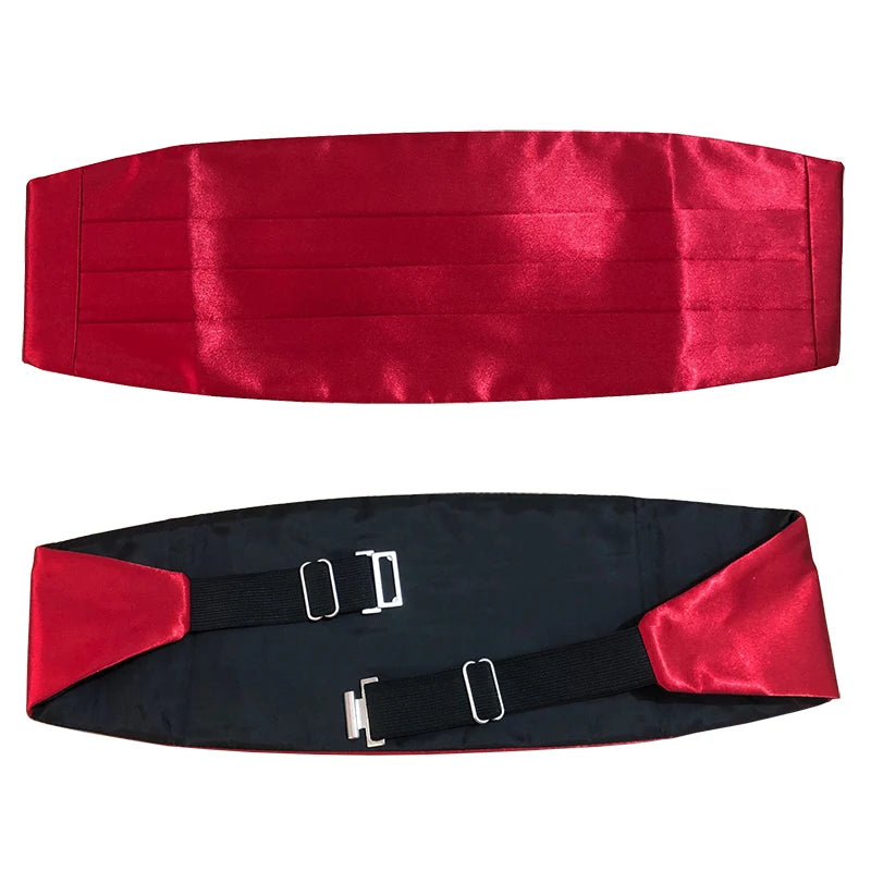 3 PCS Set 17 Colors Men's Luxury Tuxedo Satin Cummerbund Sets Pocket Square Hanky Bow Tie Tuxedo Wedding Men's Formal Papillon Sash Wide Belts Ceremonial Belt Male Luxury Apparel Sets
