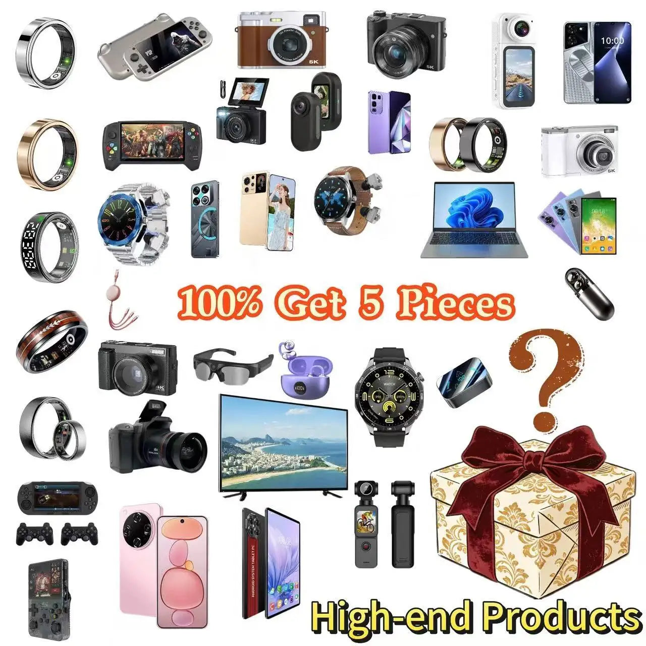 5 Electronic Products or Accessories Top-Grade Random Electronic Mystery Box with Rich High-Quality Digital Assortments Ideal for Holiday Lucky Draw Presents Gifts Electronic Supplies