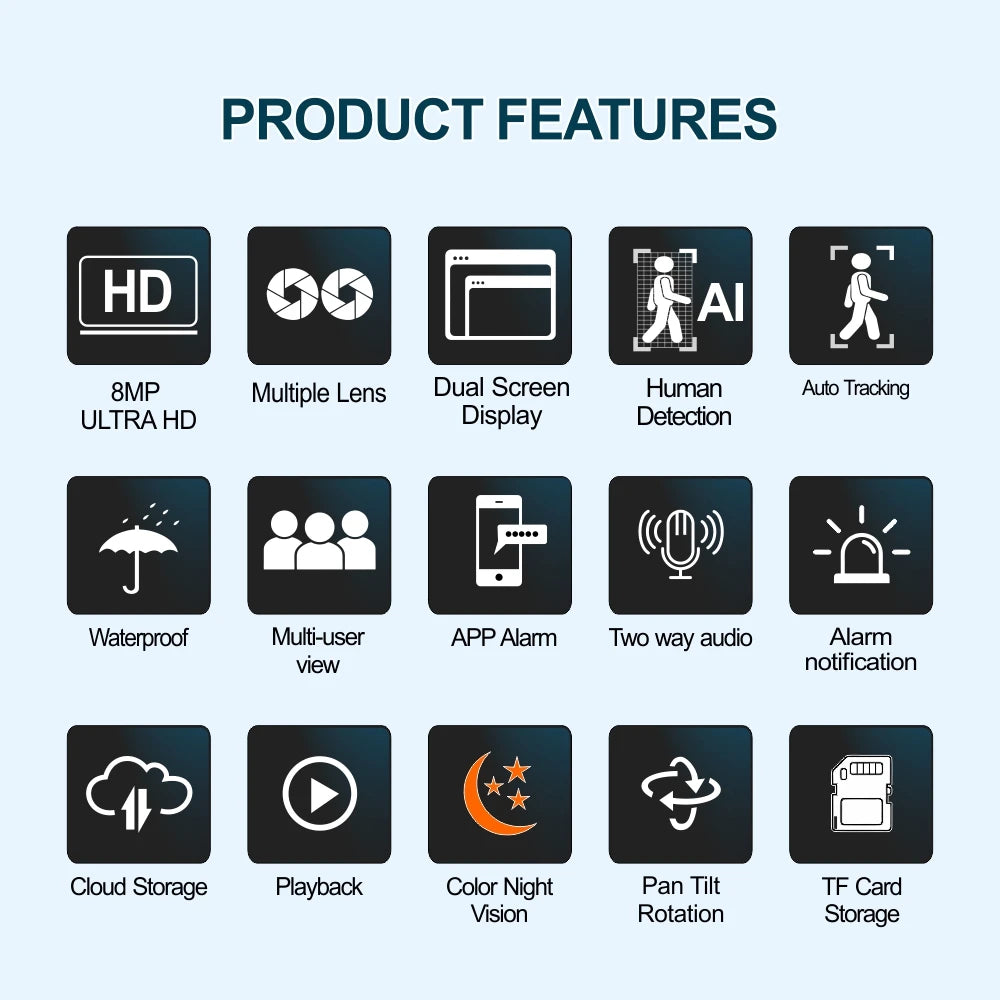 HOT SALE Villa Home Shopping Mall Business Professional 16ch 4k Android Windows 10/11 Wireless Wi-Fi Connection PTZ Dual-Lens Smart Human Shape Detection CCTV Surveillance Kit Waterproof Mobile Phone Remote Viewing Security S