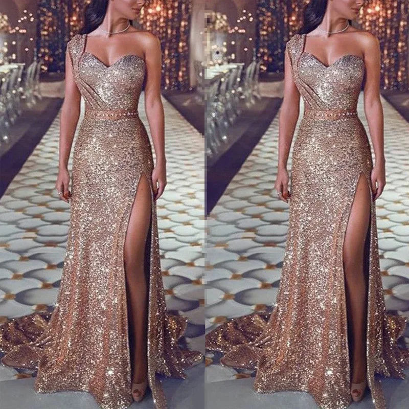 Mother of Bride 10 Colors S-5XL Plus Size Women's Rose Gold Sequin Wedding Dresses Formal Sparkly Bridesmaid Bridal Evening Gowns Glitter Mermaid Clothes Wedding Evening Prom Party Dress Ladies Luxury Apparel Supplies