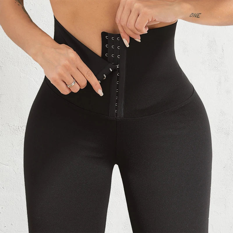 8 Colors S-2XL Women's Waist Trainer Tight Leggings High Waist Yoga Pants Gym Leggings Adjustable Tummy Control Slimming Fat Burning Body Shapewear Yoga Pants