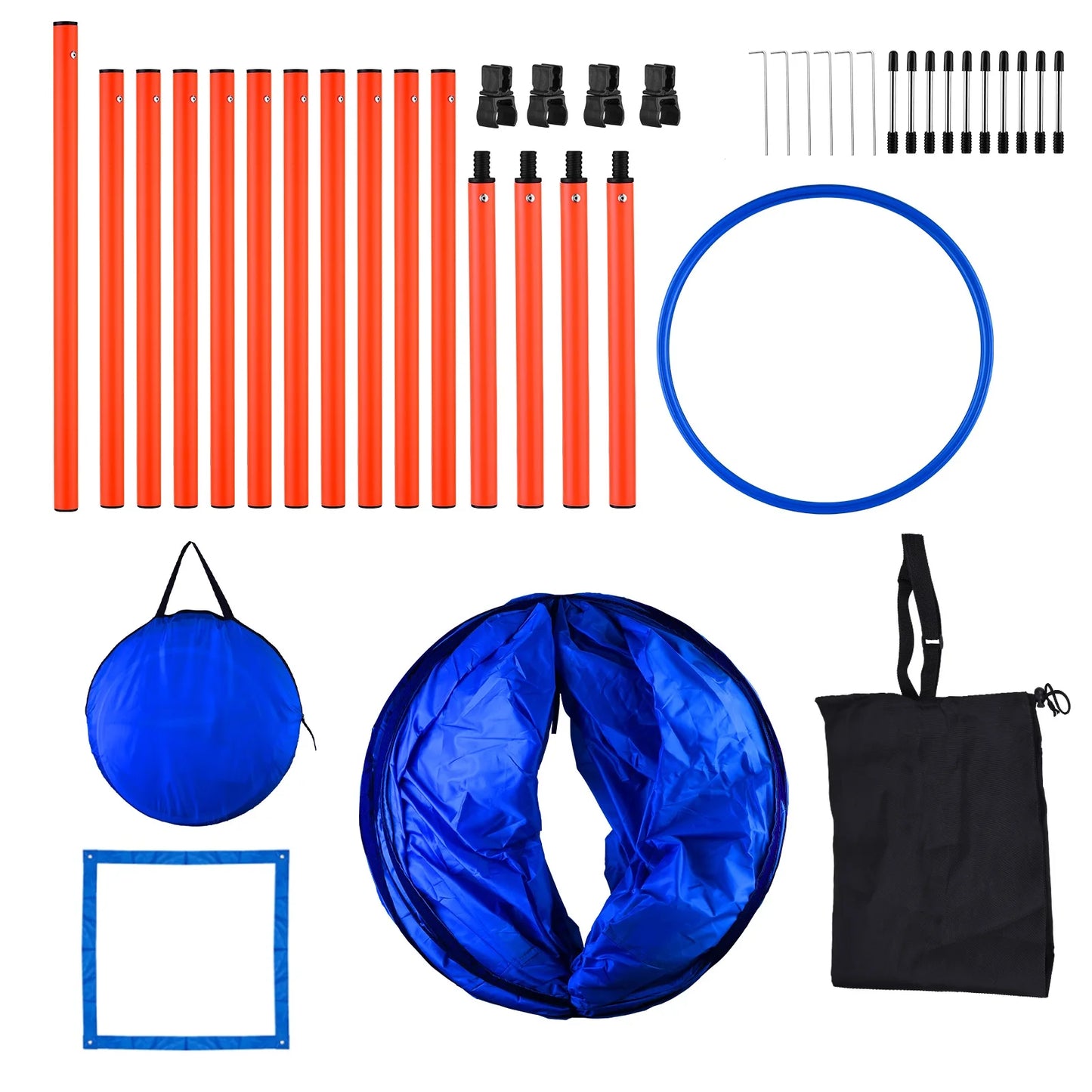 Dog Agility Obstacle Kit Agility Dog Course Dog Tunnel Jump Ring, Jump Pole, Weave Pole For Outdoor Agility Training For Dogs