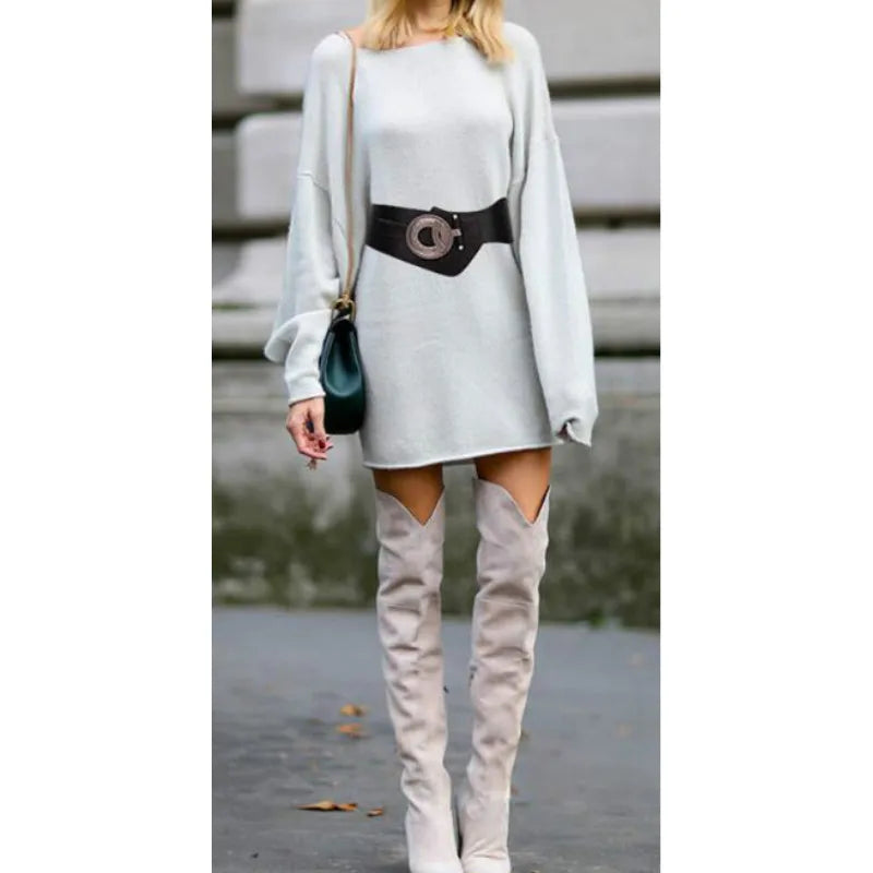NEW Arrivals Lady Luxury Real Leather Dress Belt Female  High Elastic Wide Belt Women's Retro Decorative Down Jacket Belts Leather Waist Cover Waistband Girls Ladies Luxury Fashion Apparel Accessories Supplies