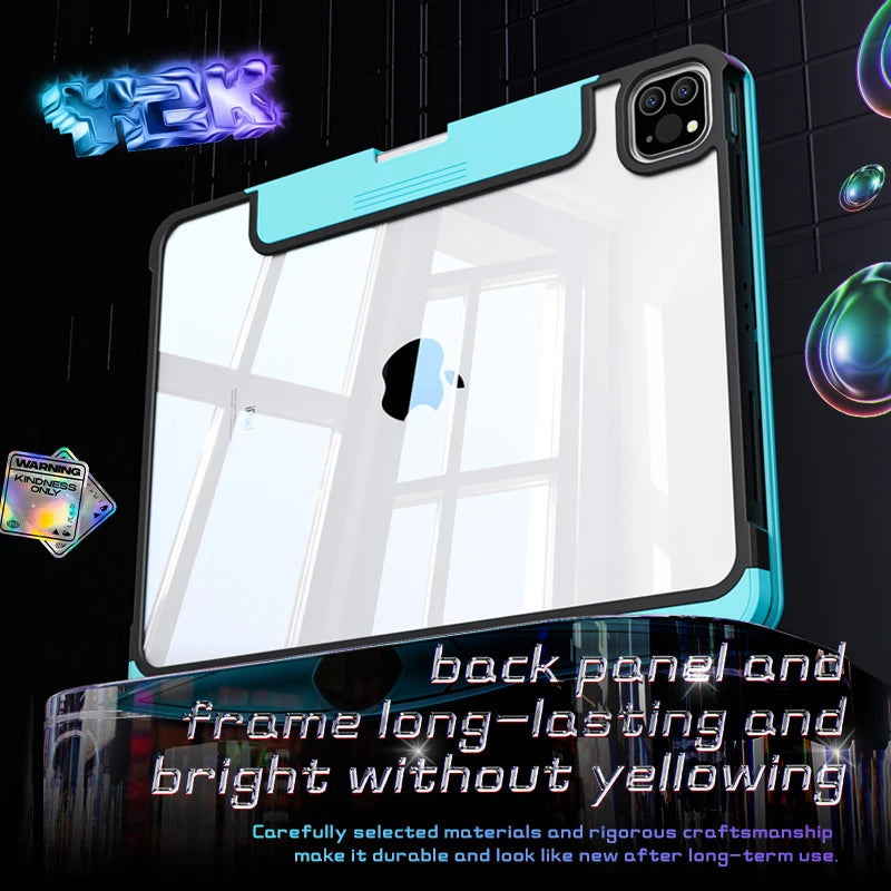 360 Rotating Transparent Magic Keyboard Case for iPad Pro 11-inch & Air 4/5/6 with RGB Backlit US Layout