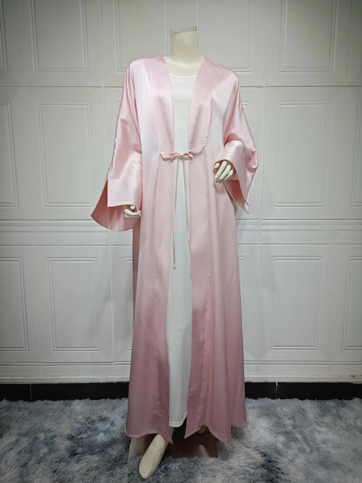 10 Colors S-2XL Plus Size Islamic Arabic Turkish Elegant Modest Breathable Dress Top Coat Eid Al-Adha Robe Islamic Clothing Kimono Open Abaya Dubai Prayer Ramadan Muslim Ladies Apparel Clothing Supplies